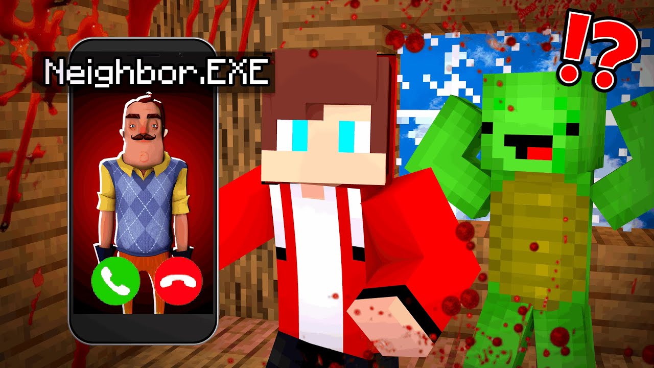 Why HELLO-NEIGHBOUR.EXE Called JJ and Mikey at Night - Maizen Minecraft