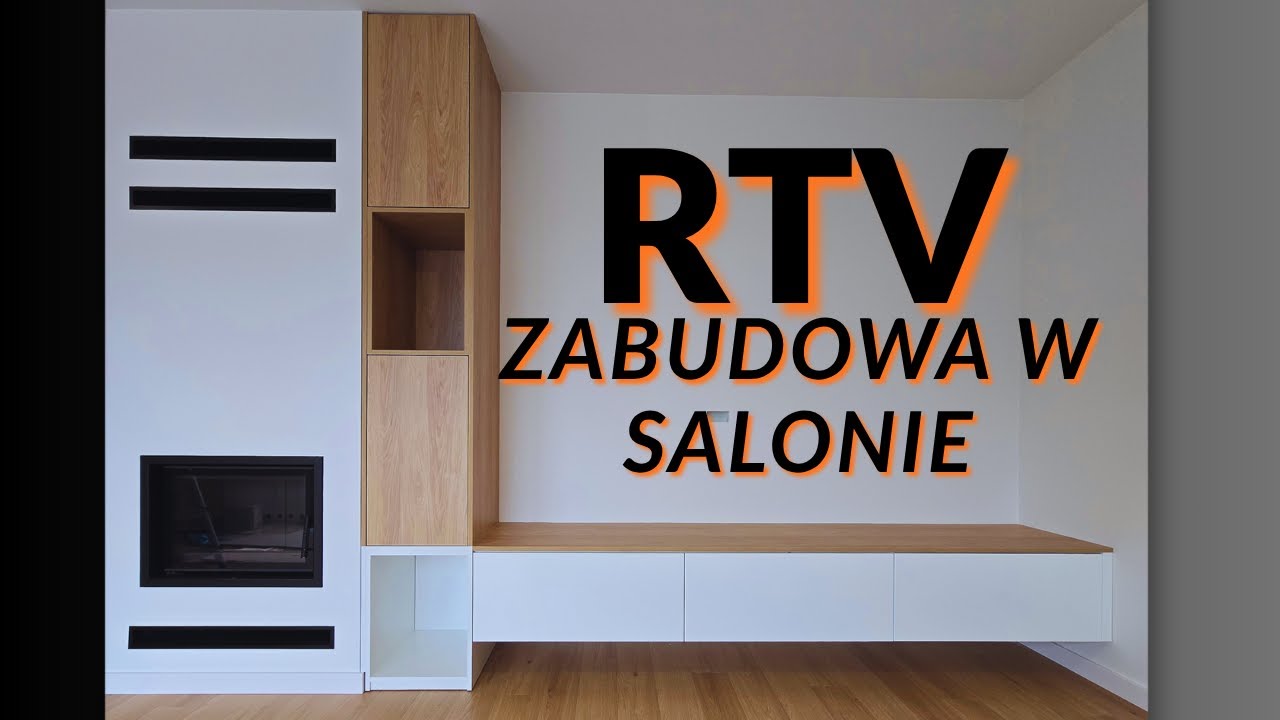 📺 Montaż szafki RTV w salonie – biały połysk + hikora naturalna.