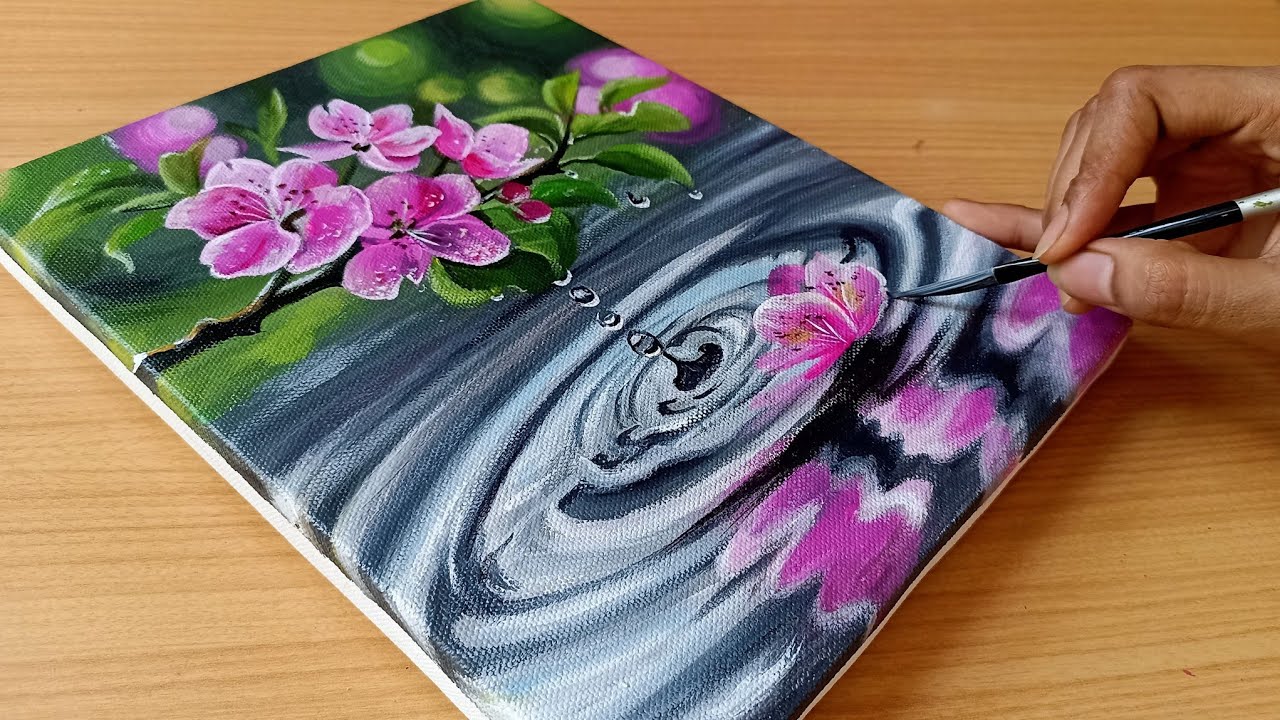 Painting a Beautiful Apple flower in Easy Way / Reflections Art / Acrylic Painting
