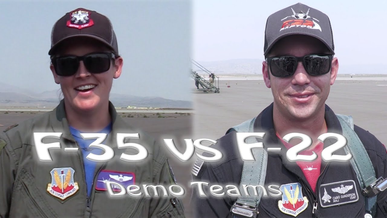 F-35 vs F-22 Demo Teams. Best of Best Pilots. Female Pilot Major Kristin 