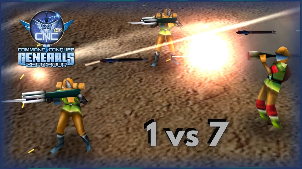 [C&C Zero Hour] - 1vs7 - Infantry vs 7 Tank - Hard Difficulty