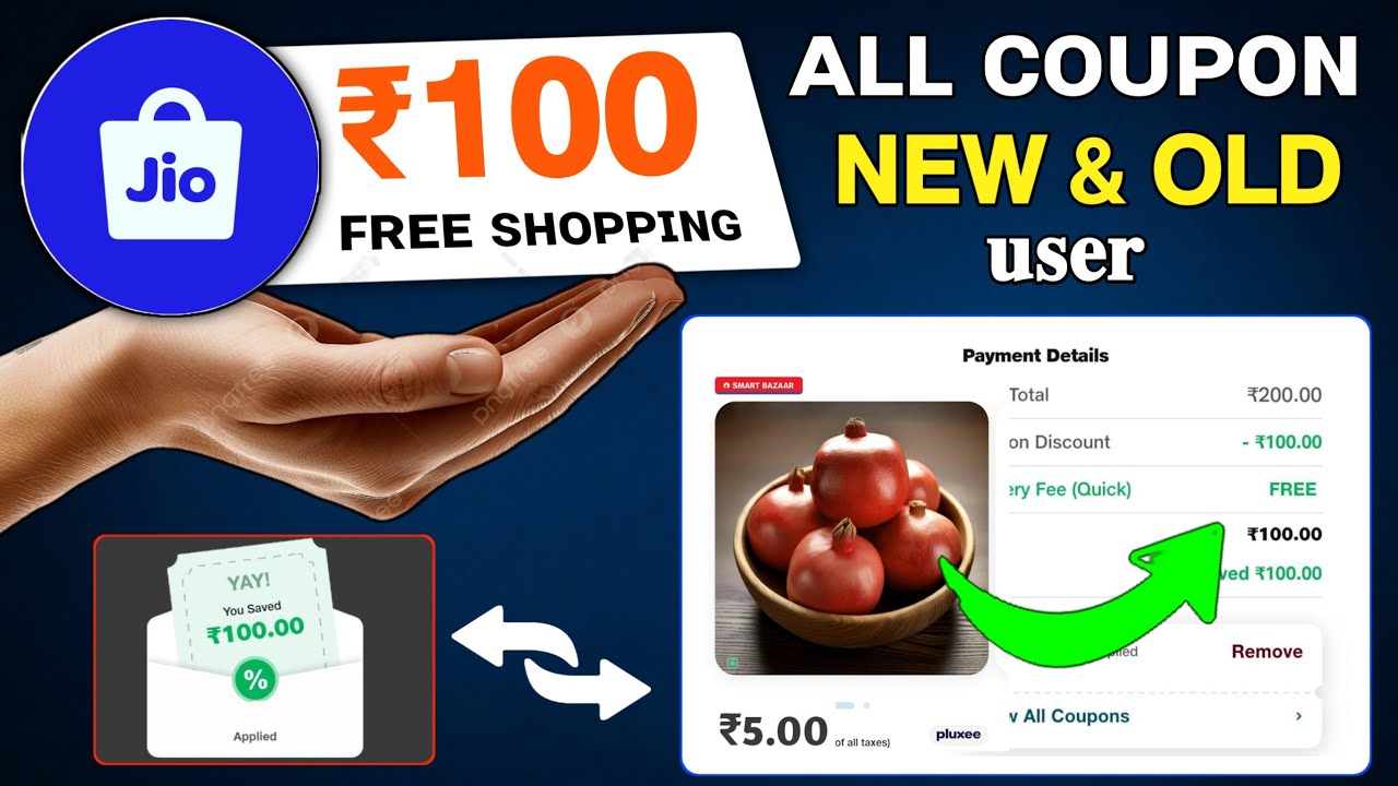 Jiomart 100 coupon code back 🔥 Jiomart 100 free fruit coupon | JioMart All coupon offer today