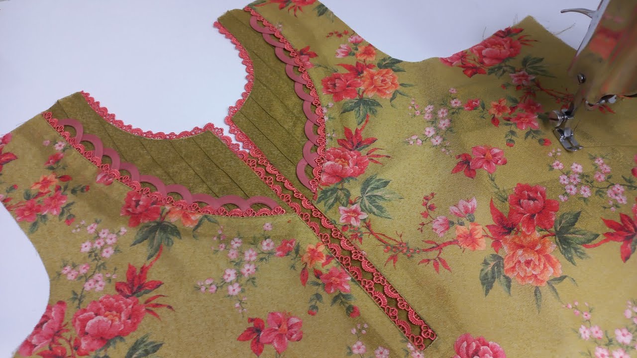 Trendy Double layer large loops neck design making/Easiest Big loops Pintex Neck  creation 2025