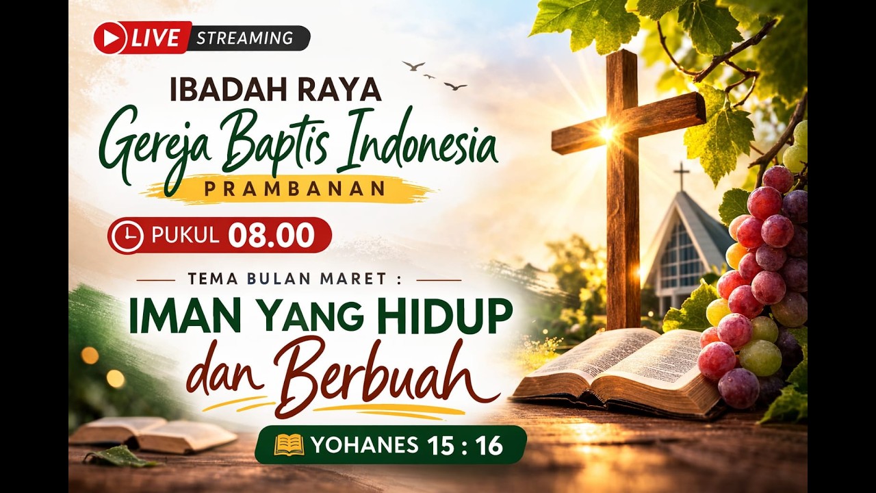 [LIVESTREAMING] Ibadah Raya Gereja Baptis Indonesia Prambanan, 15 Maret 2026