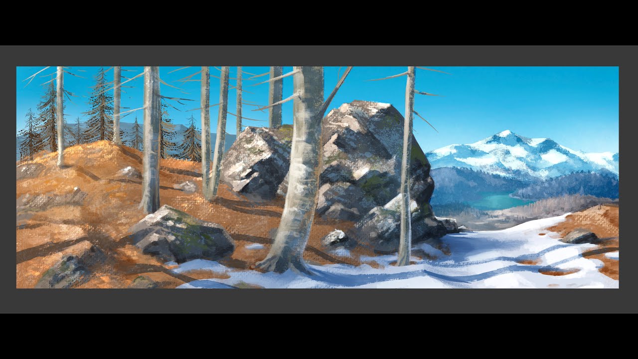 Paesaggio invernale montano - speedpainting con Clip Studio Paint