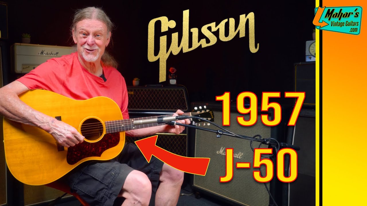 1957 Gibson J-50 ADJ with Hang Tag, Gibson Pick Holder, strap