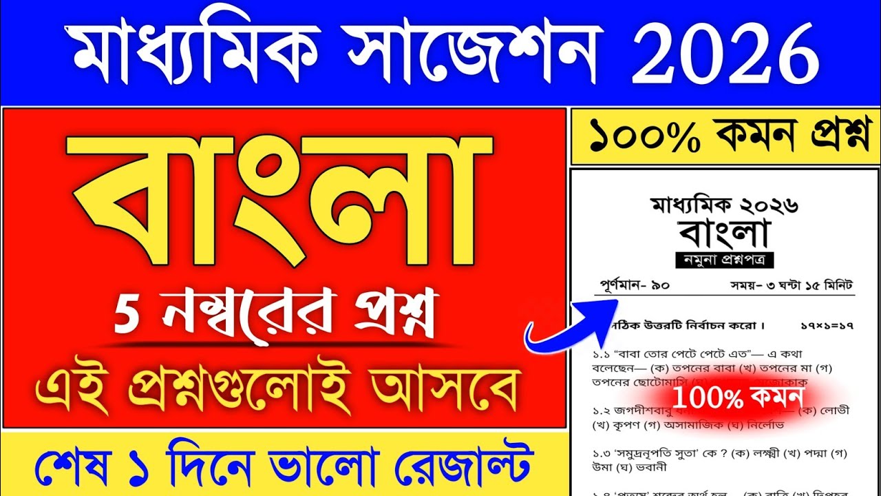 madhyamik 2026 bengali suggestion class 10 | Madhyamik Bengali final Suggestion 2026