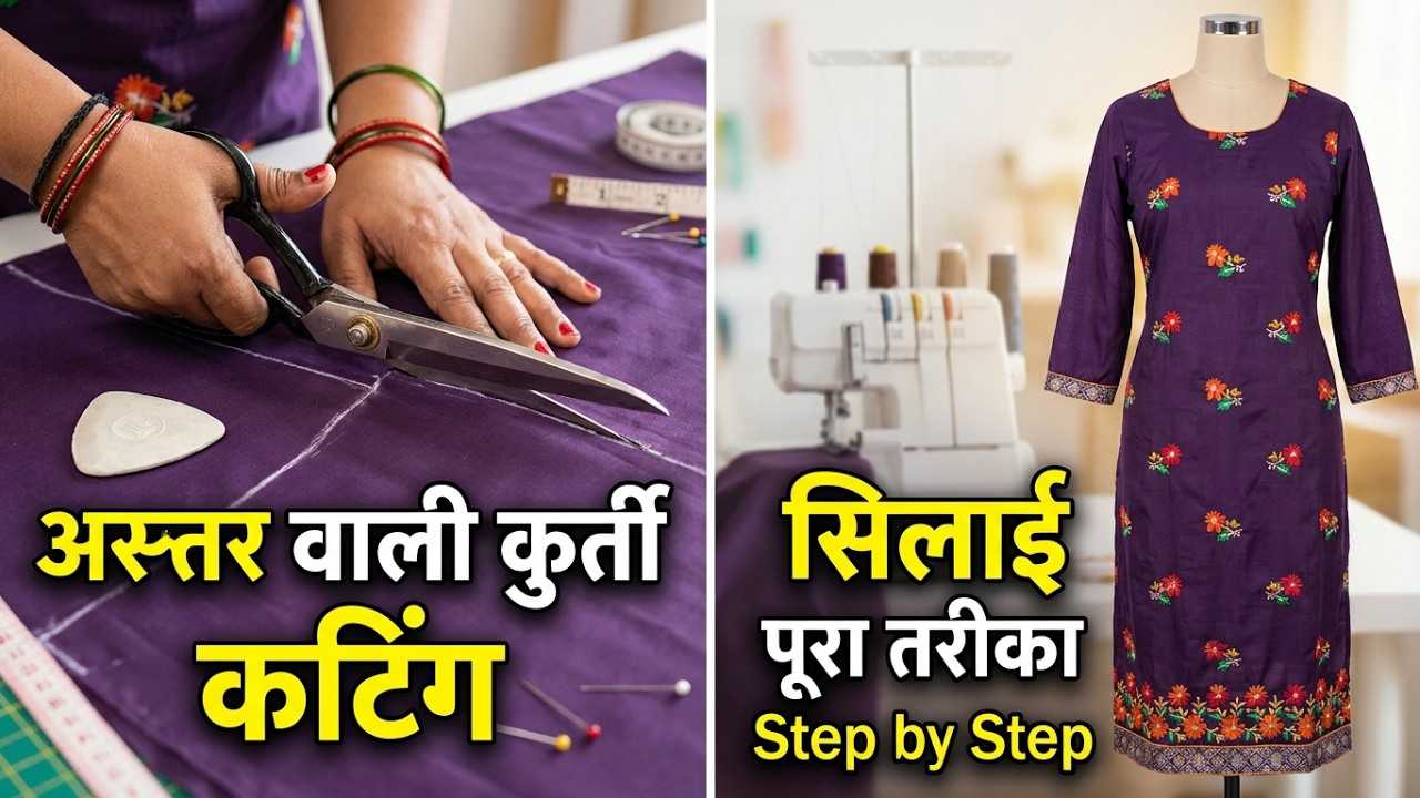 Astar Wali Simple Kurti Ki Cutting Aur Silai | Measurement, Marking & Stitching Step by Step