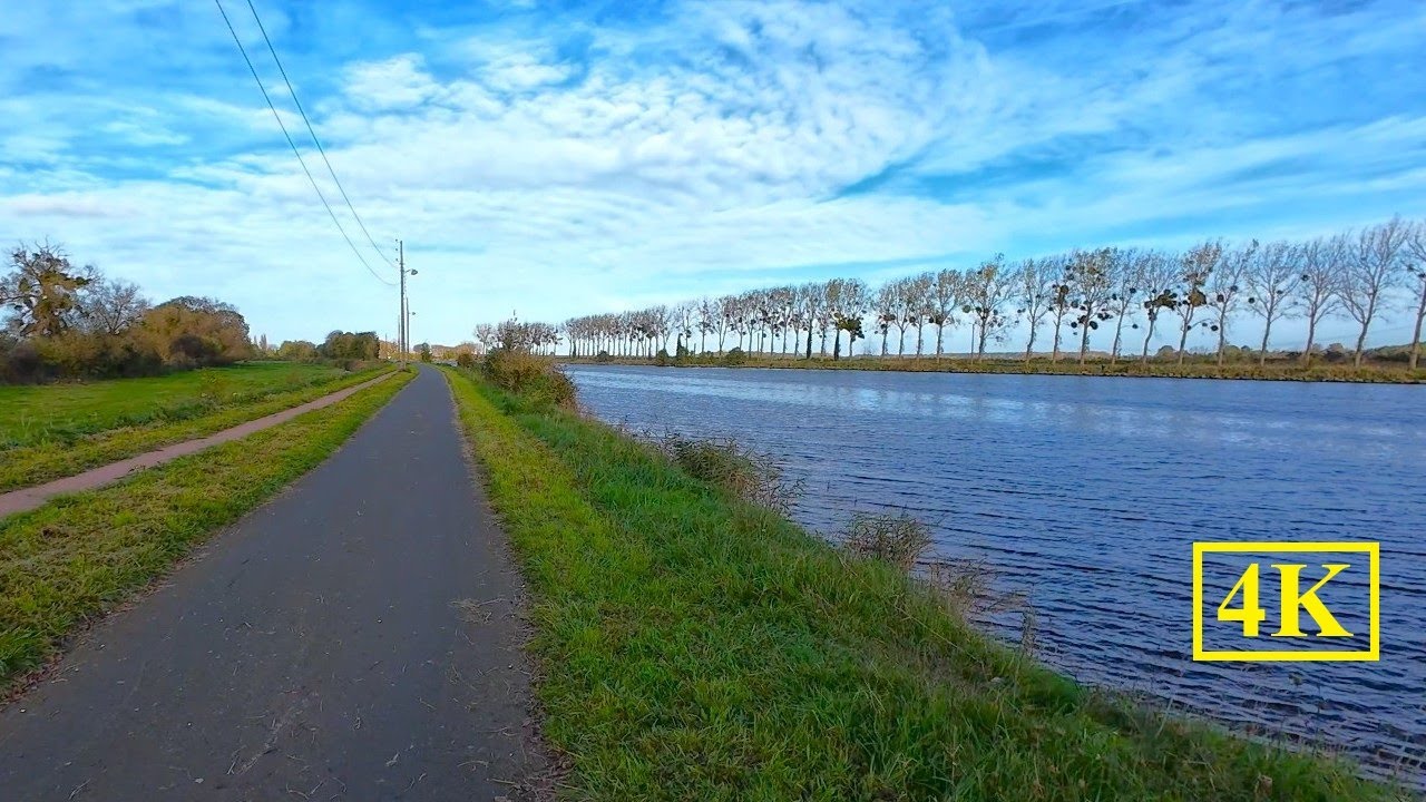 Stroll by bicycle along the Caen Canal / For indoor cycling / Normandy, France