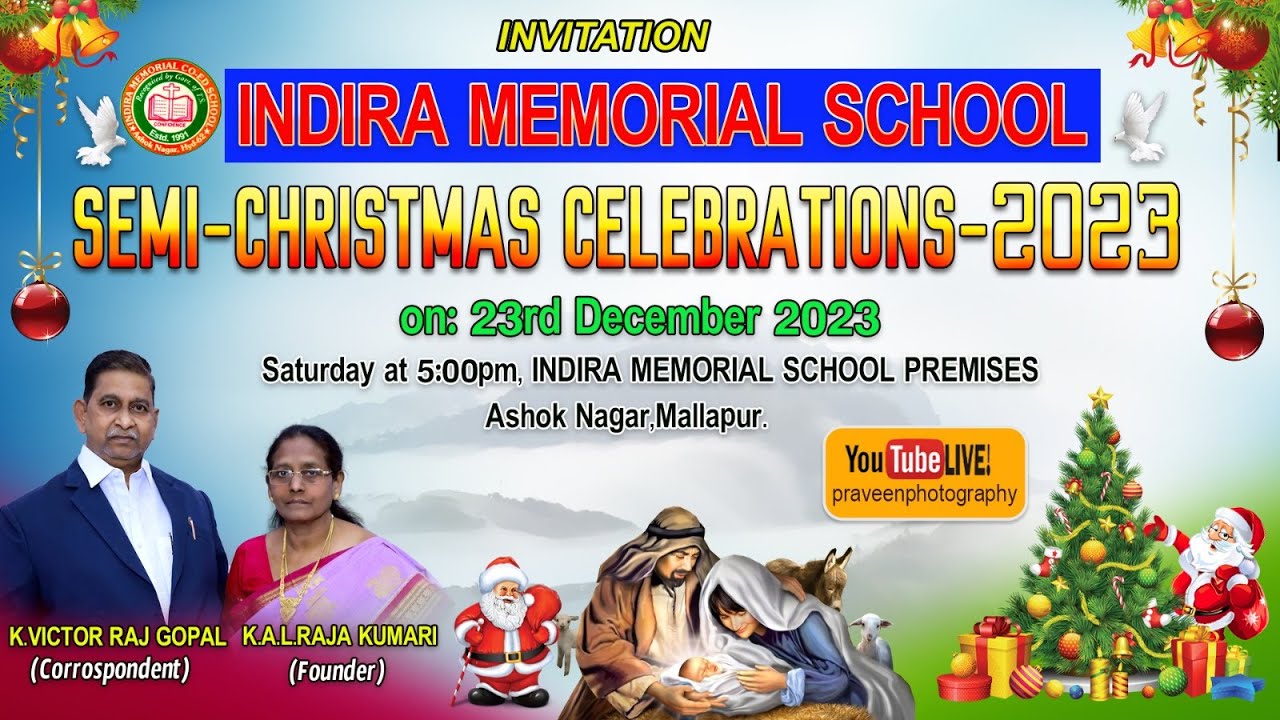 Indira Memorial School || Semi-Christmas Celebrations 23-12-2023 || Ashok Nagar, Mallapur, Hyd.