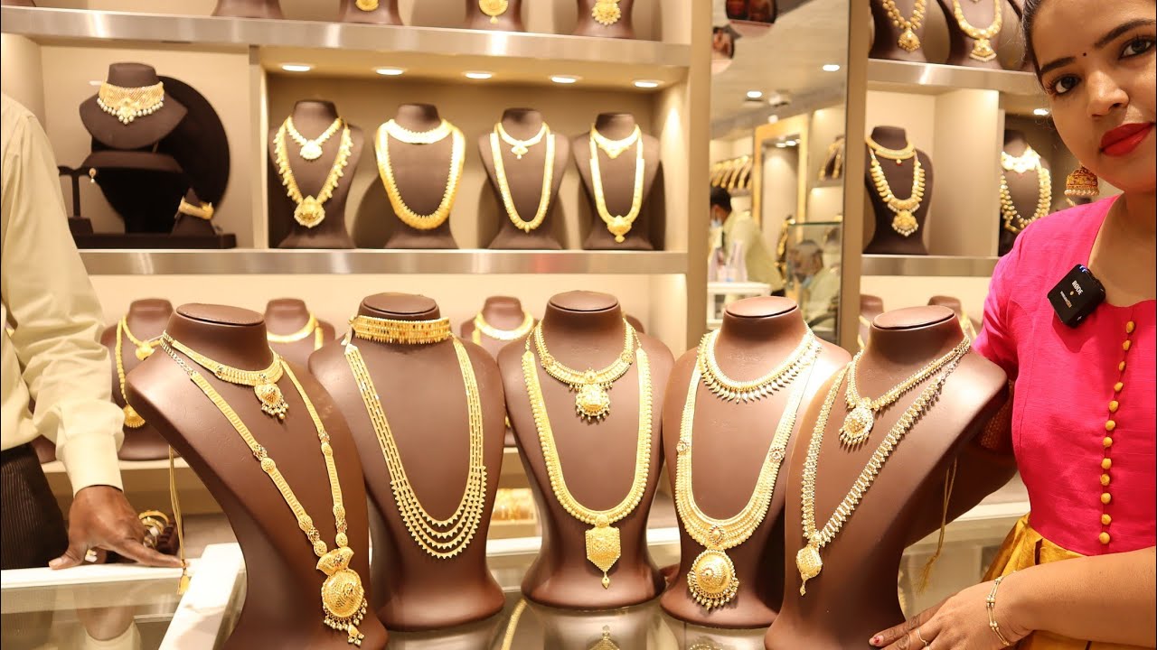 Bhima Gold Jewellers | Gold Necklace Long 4 Step Haram | Kanti Necklace Palak  Haram New Designs
