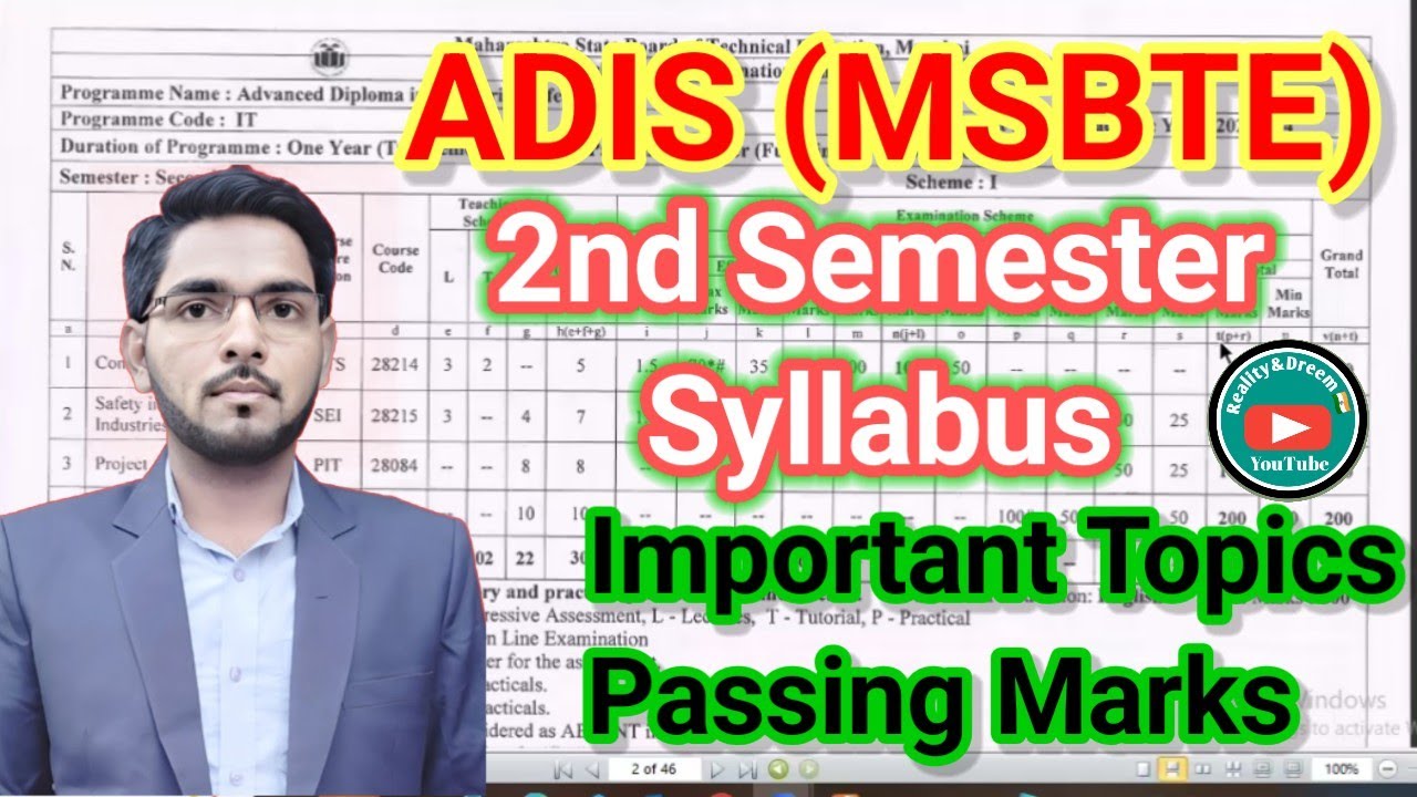 ADIS (MSBTE) 2nd Semester Syllabus l ADIS IT l Advance Diploma in Industrial Syllabus #Adis #safety 