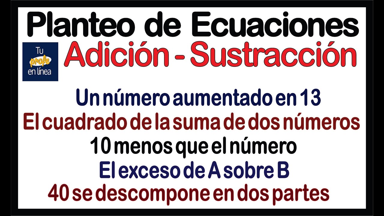 🚀PLANTEO DE ECUACIONES 01: Adición - Sustracción
