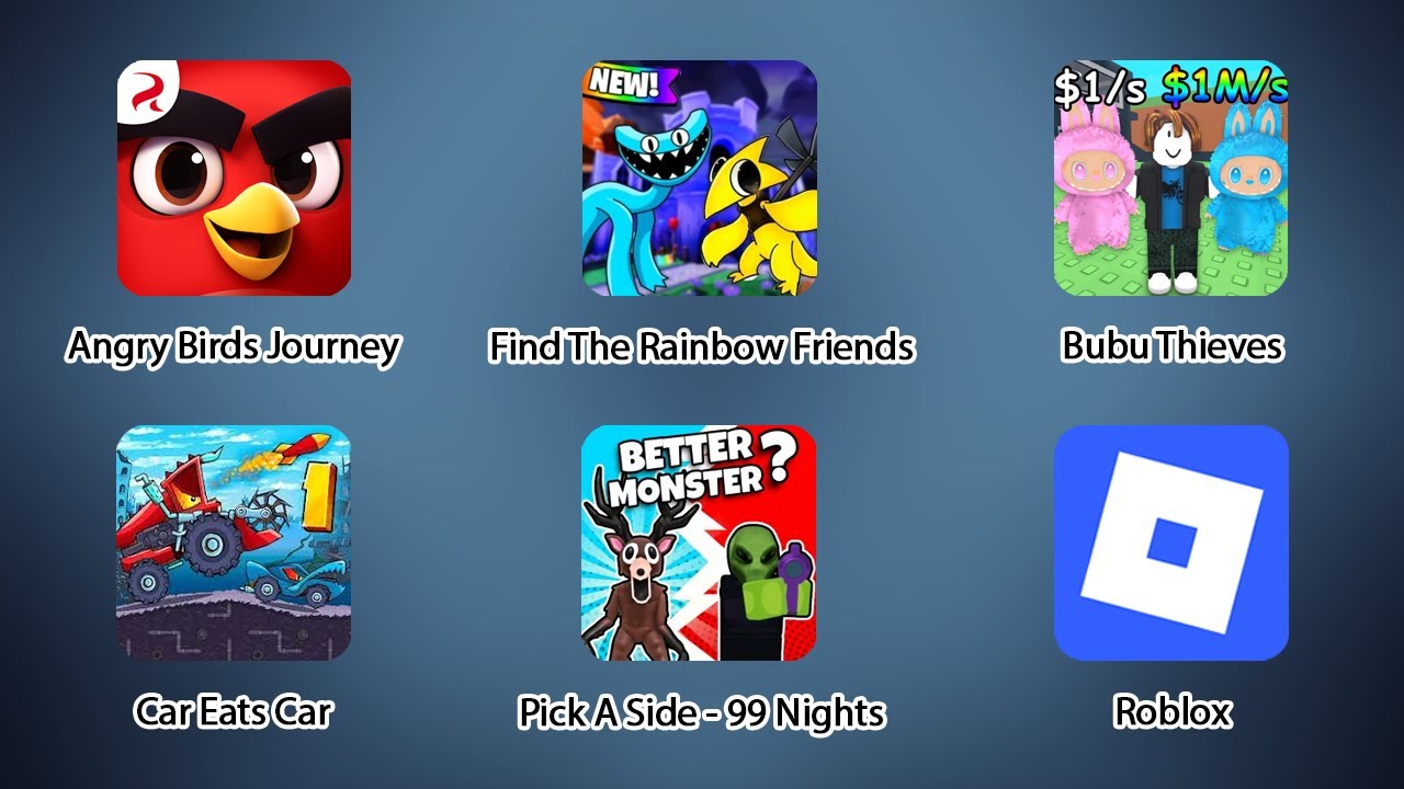 Find The Rainbow Friends Morphs, Bubu Thieves, Angry Birds Journey, Car Eats Car, Pick A Side #game