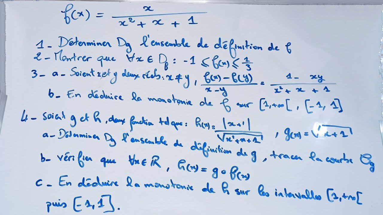 Généralités sur les fonctions 1 bac : préparation devoir - SM -  الاستعداد لفرض الدوال -اولى باك