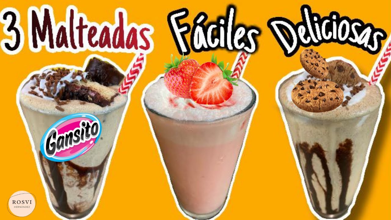 3 MALTEADAS F&Aacute;CILES R&Aacute;PIDAS Y ECON&Oacute;MICAS, TE ENCANTAR&Aacute;N! GANSITO,FRESA,GALLETAS CHIPS| ROSVI HERNAND