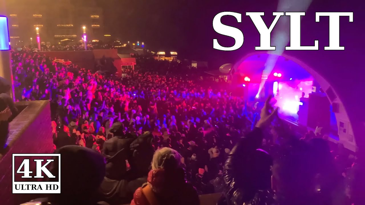 Silvester Party 2023 Sylt (Promenade Westerland) 🇩🇪 4K UHD virtual walking Deutschland
