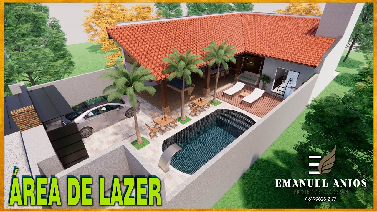 Projeto Área de Lazer com piscina em terreno 10x20 - 