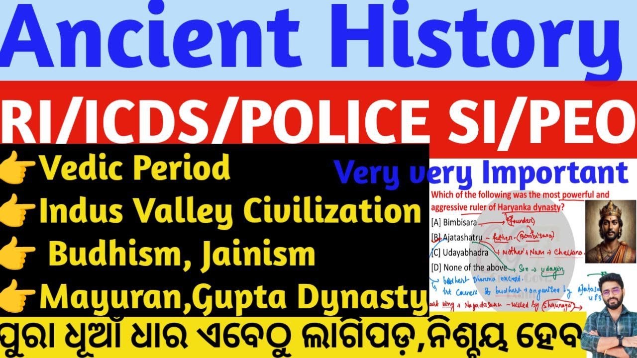 Ancient History Top Important MCQs Class | RI Class 2025 | SI/PEO/ICDS/CGL/ASO/RI | Crack Govt.Exam