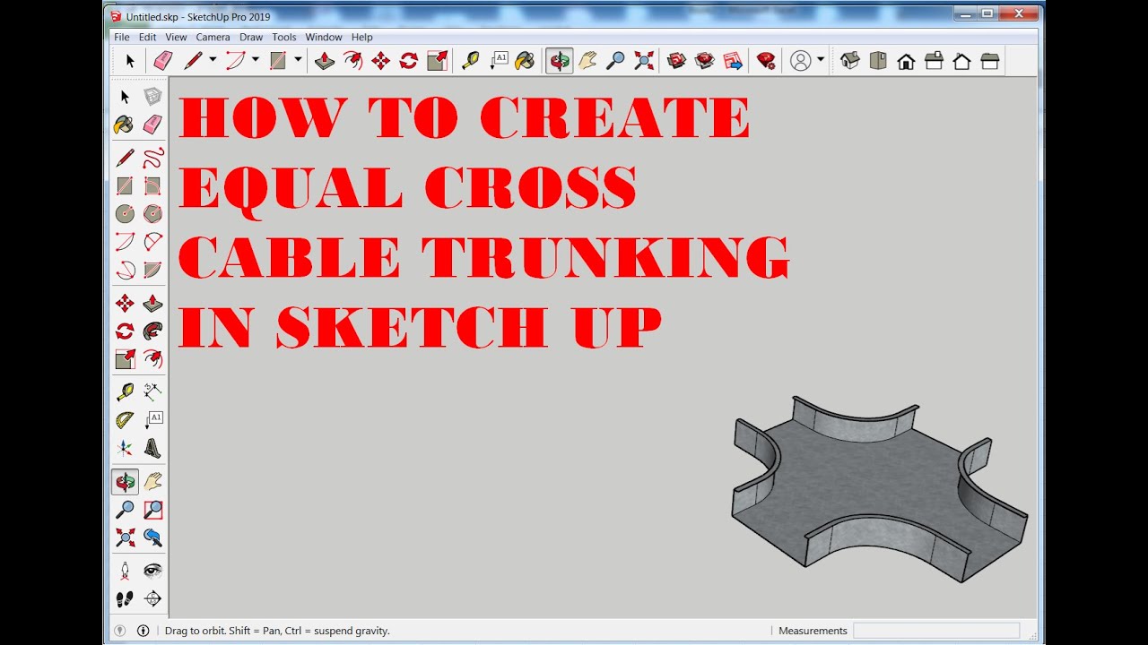 SKETCH UP, how to create cross tee cable trunking | sketch up