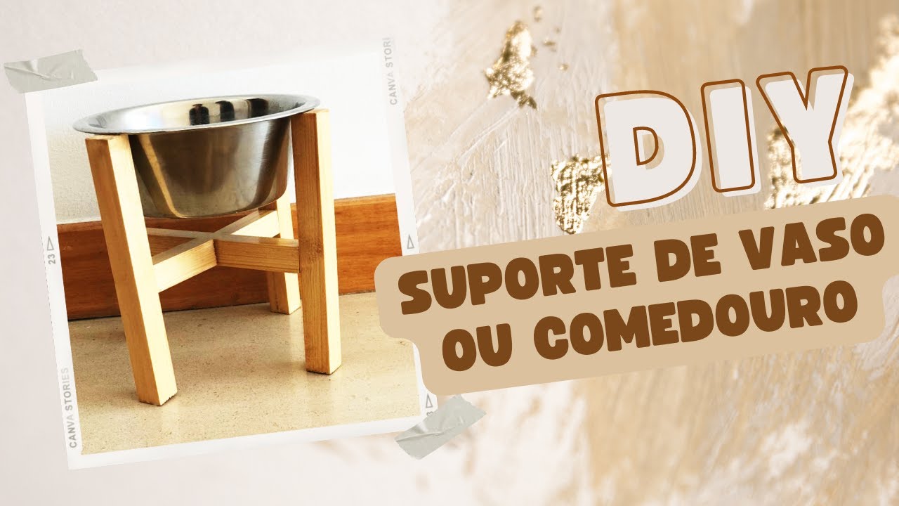 Diy Suporte de Madeira para Comedouro de cães e gatos ou Suporte de Madeira para Vaso de Flor #diy