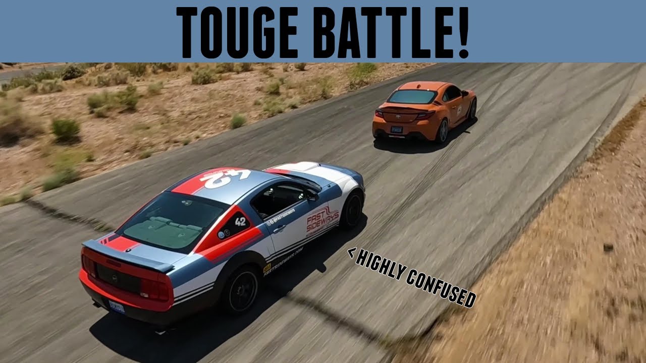 touge battle, but it's in a confused mustang