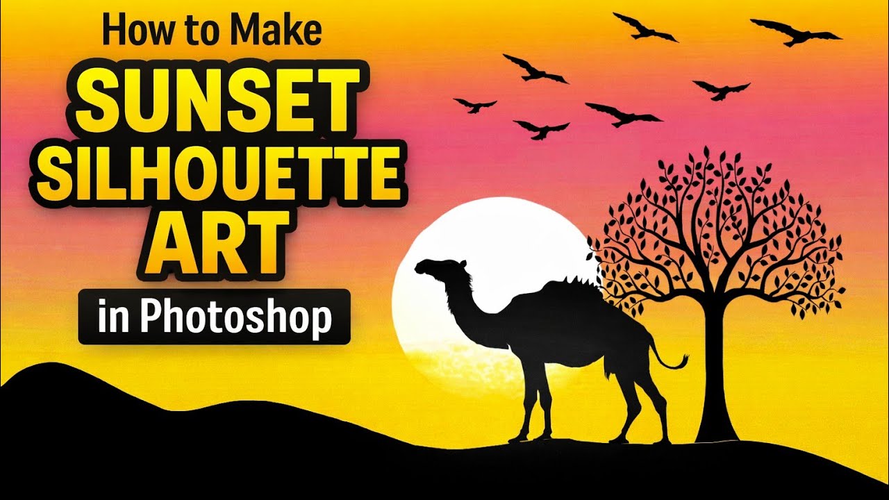 How to Make Sunset Silhouette Art in Photoshop | Easy Tutorial