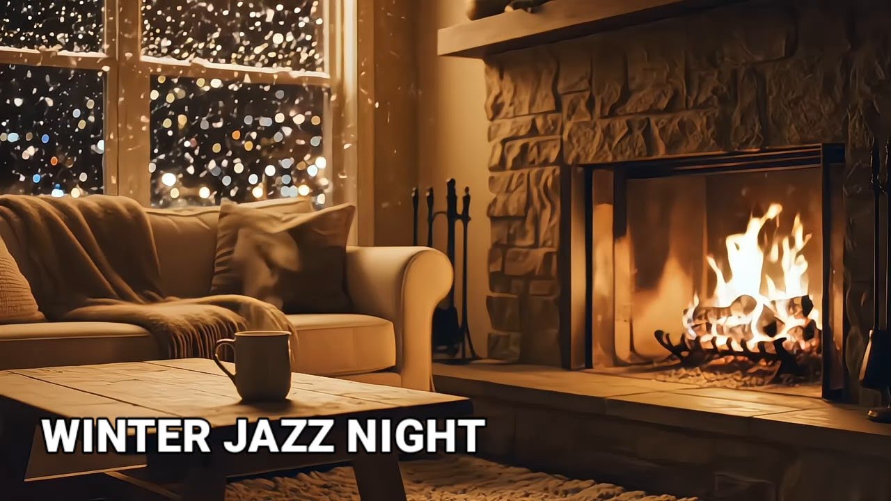 Cozy Fireplace Jazz for Sleep & Relax ☕ Winter Night Ambience