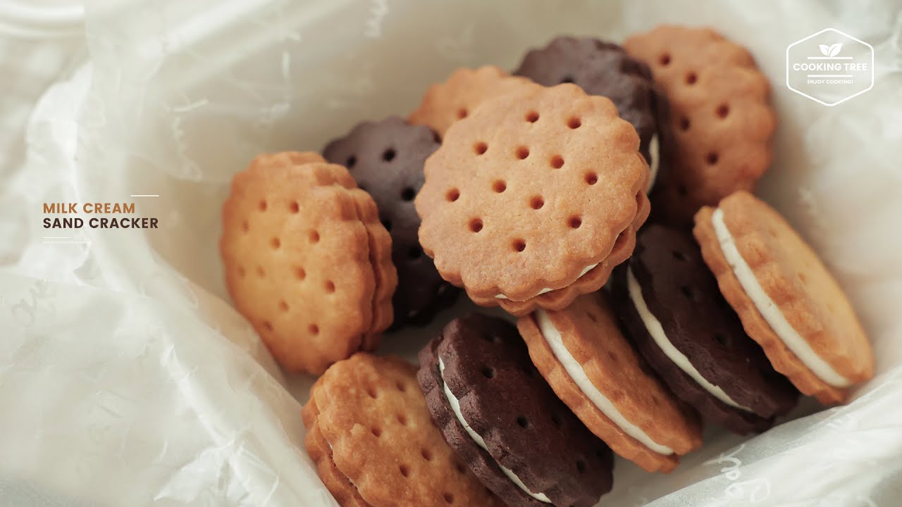 한입에 쏙~😋 달콤 고소한 우유 크림 샌드 크래커 만들기 : Milk Cream Sand Cracker Recipe | Cooking tree