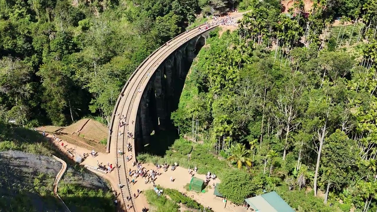 Sri Lanka Nine Arch Bridge Ella from a drone flight