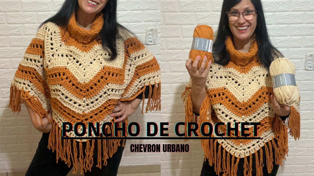 PONCHO DE CROCHÊ  -  CHEVRON URBANO