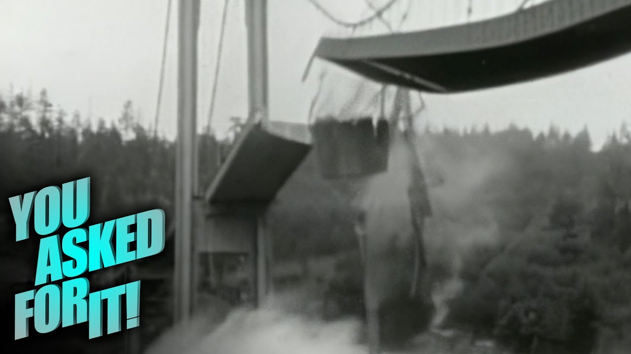 Обрушение моста Такома-Нэрроус, снятое на камеру (1940)