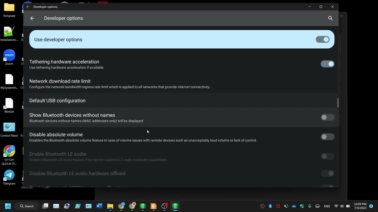How to enable and open developer settings on Windows Subsystem for Android