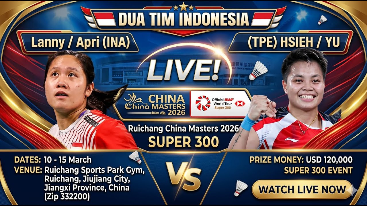 🔴Lanny/Apri (INA) VS (TPE) HSIEH/YU Ruichang China Masters 2026