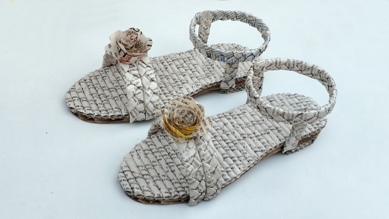 How to make sandal from newspaper | DIY newspaper shoes | Newspaper craft