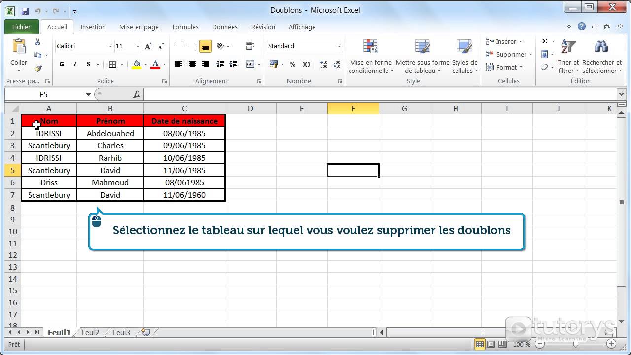 Comment g&eacute;rer les doublons avec Excel 2010 ?