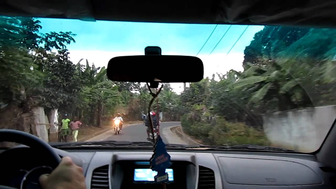Sao Tome Africa Drive through village near Santana