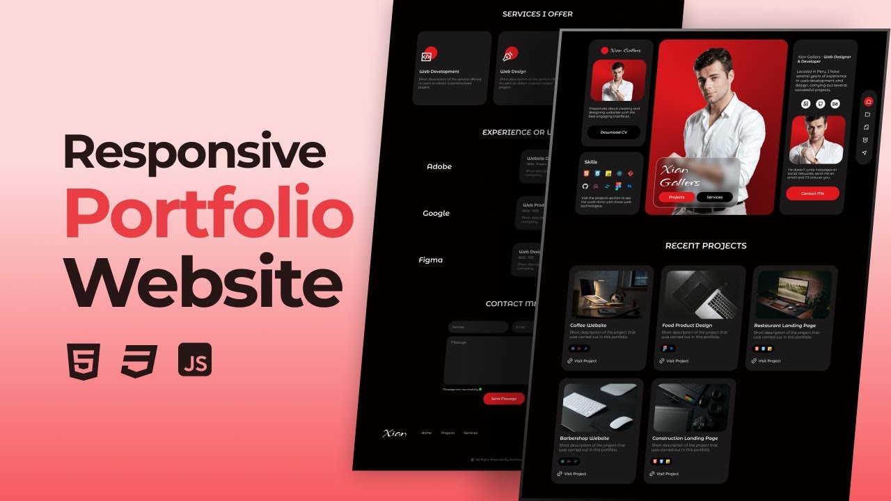 Responsive Portfolio Website Using HTML CSS And JavaScript