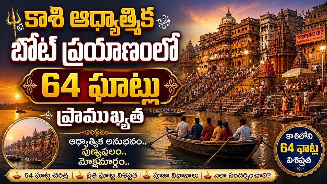 🔱కాశీ ఆధ్యాత్మిక  🌿బోటు ప్రయాణంలో 64+ ఘాట్లు 🌿 ధ్యానం, భక్తి, శాంతి🌿Kashi Spiritual Journey Telugu🔱