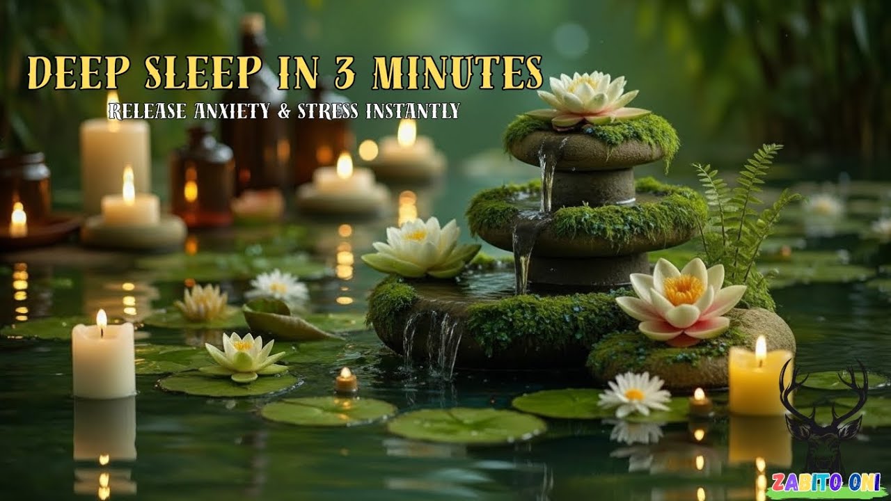 Fall Asleep Instantly 🪷🕯️ Lotus Fountain & White Candles #relaxing #deepsleeprelaxingmusic