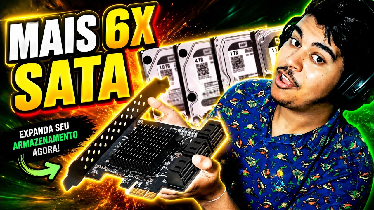 Adaptador PCIe 4x para 6 SATA do AliExpress: FUNCIONA MESMO ou É FURADA? 😱 Testei!