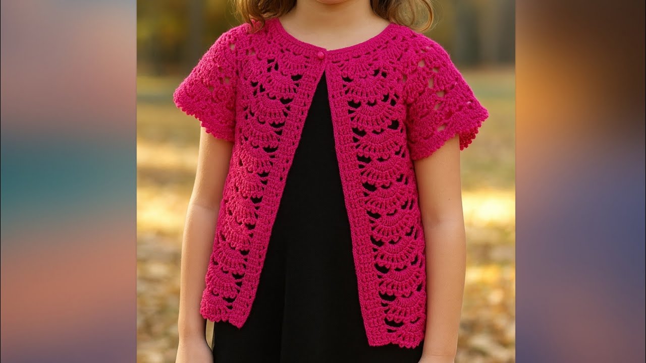 بوليروه كروشيه بغرزة المروحة  top down  ينفع لجميع المقاسات/ قناة #كروشيه_يوتيوب #crochet  #handmade