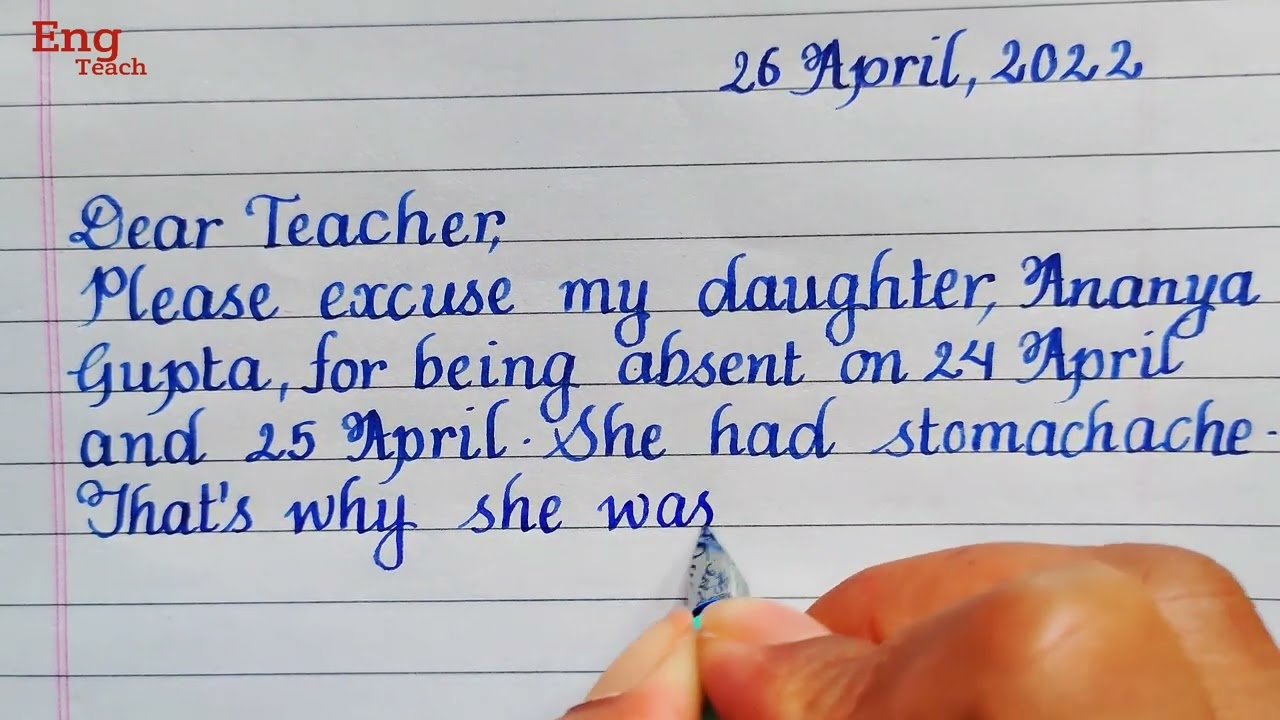 Excuse Letter from parent to teacher |  Excuse letter | letter writing | handwriting | Eng Teach
