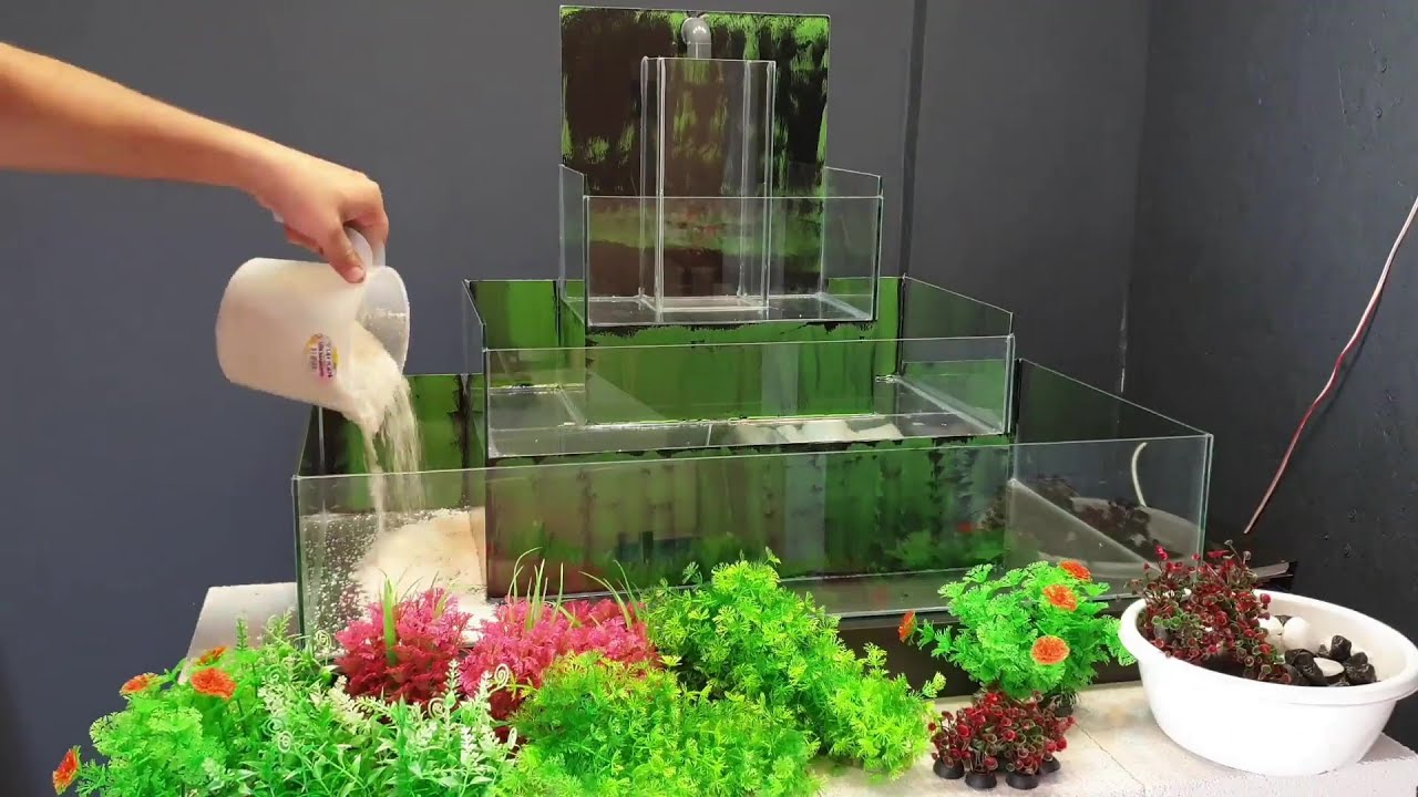 Making an interesting aquarium is so much fun - Waterfall Aquarium with Three Storey Cleaning System