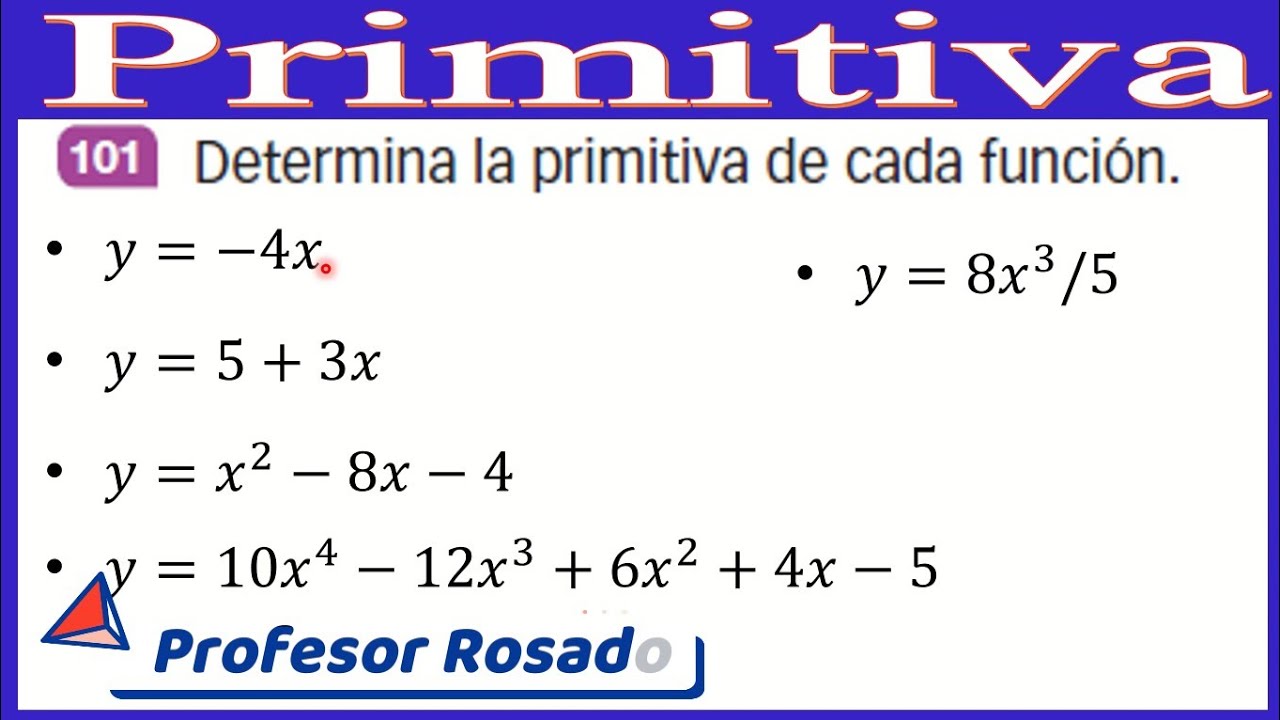 Primitiva o Antiderivada de una función | 5 integrales | Video 1