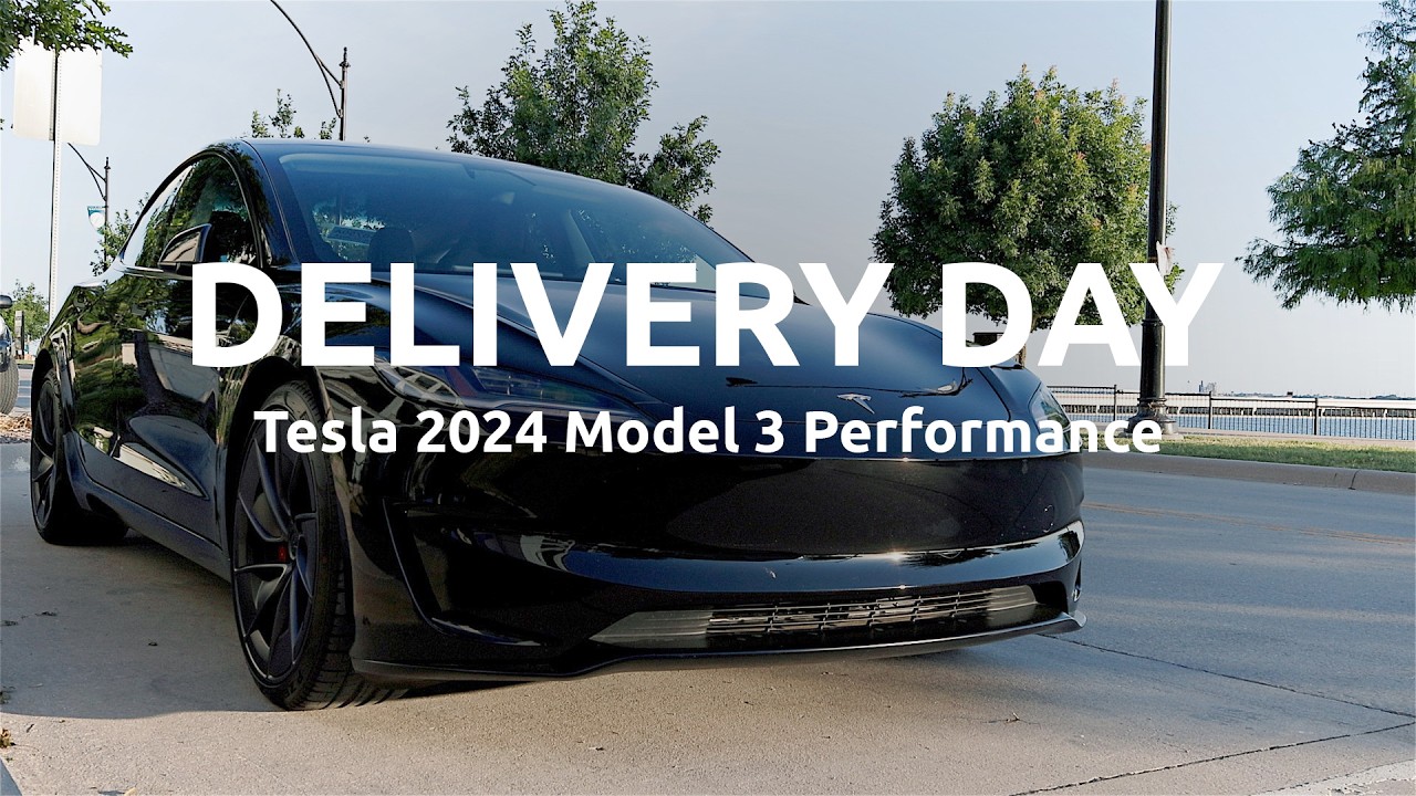 Solid Black 2024 Tesla Model 3 Performance Delivery Day
