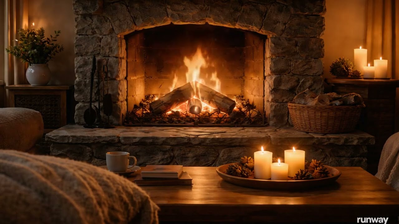 4K Cozy Fireplace with Crackling Sound - Relaxing Fire for Sleep, Study & Relaxation