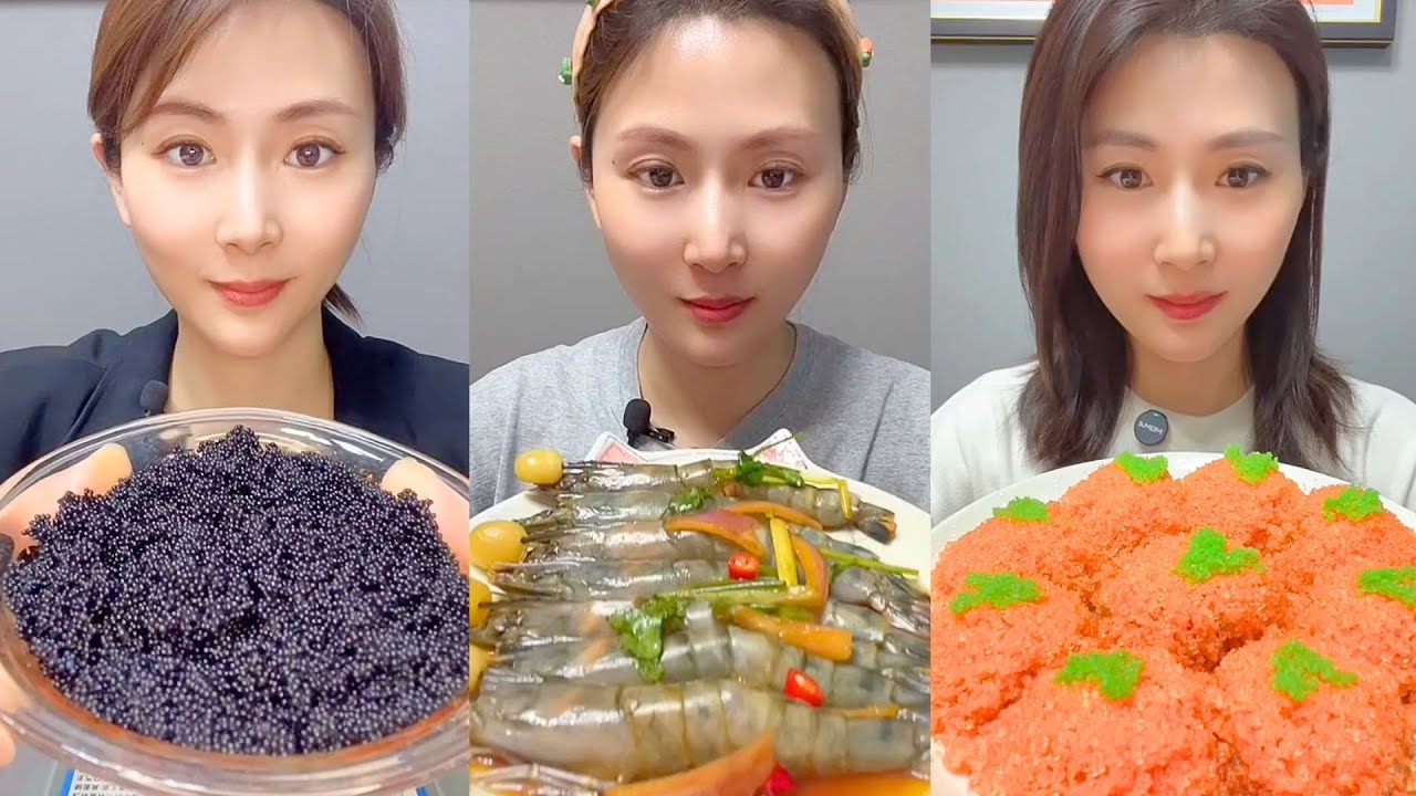 Chinese Colorful Fish Roe & Spicy Seafood ASMR | Crunchy Eating Sounds #74