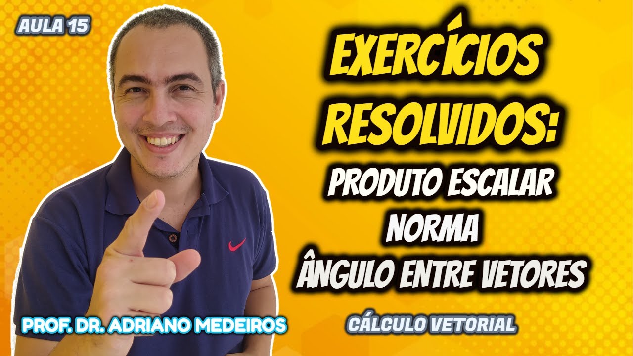 EXERCÍCIOS RESOLVIDOS SOBRE PRODUTO ESCALAR, NORMA E ÂNGULO ENTRE VETORES - CÁLCULO VETORIAL