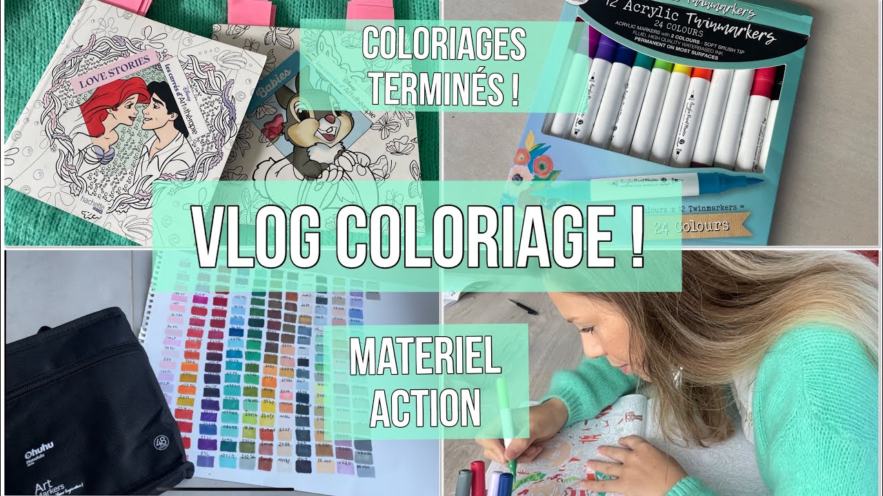 Vlog coloriage 8 ✏️: Je termine 3 colos ! Et marqueurs acryliques de chez Action